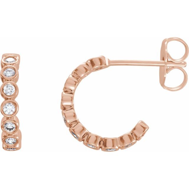14K Gold Natural Diamond Hoop Earrings - Options Available