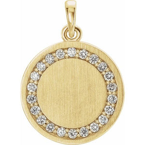 14K White Gold Engravable Pendant Necklace with 1/5 CTW Natural Diamonds, 16-18