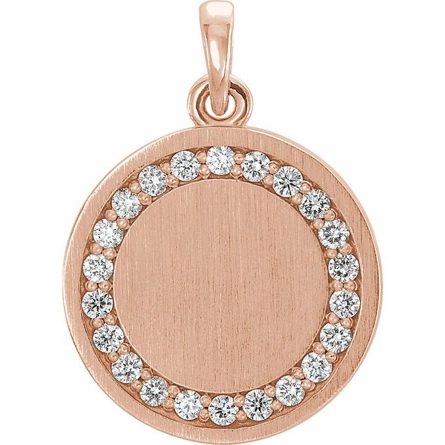 14K Gold Natural Diamond Engravable Pendant - Options Available