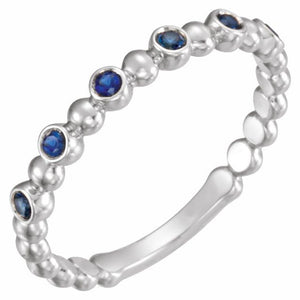 14K Gold Natural Blue Sapphire Stackable Ring