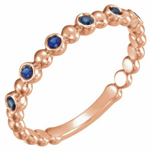 14K Gold Natural Blue Sapphire Stackable Ring