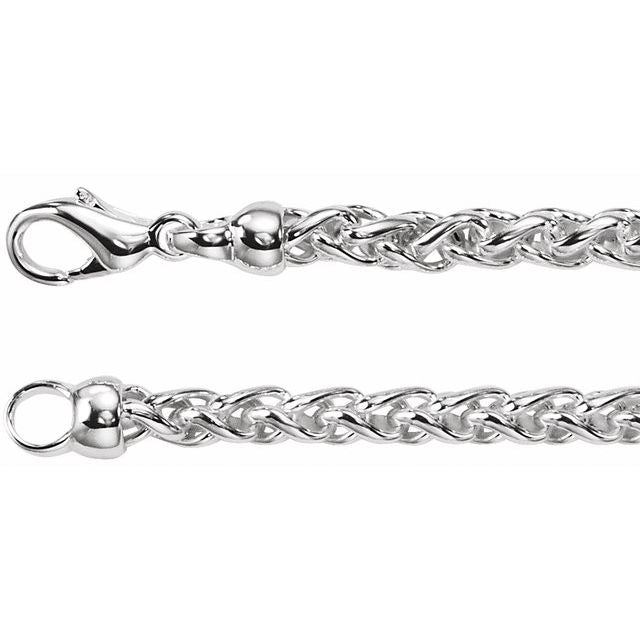 Sterling Silver Wheat Chain Bracelet with Lobster Clasp