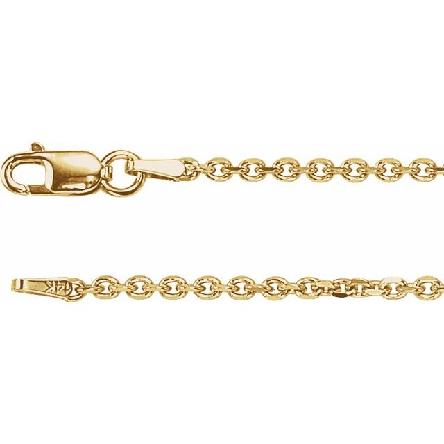 14K Yellow Gold, 1.75 mm Diamond-Cut 7" Cable Chain – Elegant Design