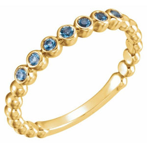 14K Gold Natural Aquamarine Stackable Ring