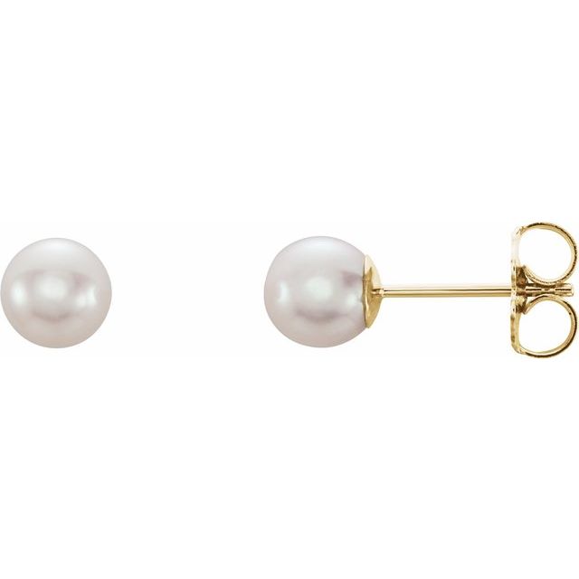 14K Gold Cultured White Freshwater Pearl Earrings - Options Available