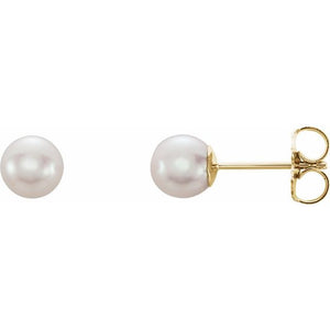 Cultured White Freshwater Pearl Earrings in 14K Gold