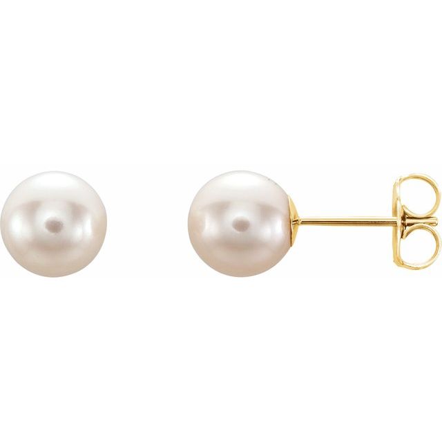 14K White Gold Cultured Freshwater Pearl Earrings - Timeless Elegance