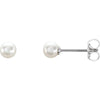 Sterling Silver 4-4.5 mm Cultured White Freshwater Pearl Earrings