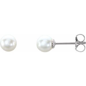 Sterling Silver 9.5-10 mm Cultured White Freshwater Pearl Earrings