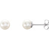 Sterling Silver 4-4.5 mm Cultured White Freshwater Pearl Earrings