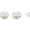 Sterling Silver 4-4.5 mm Cultured White Freshwater Pearl Earrings