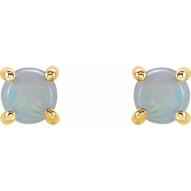 14K White 4 mm Natural White Opal Earrings