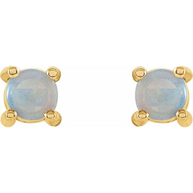 14K White 4 mm Natural White Opal Earrings