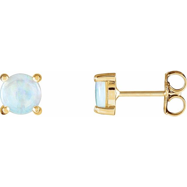 14K White 4 mm Natural White Opal Earrings