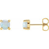 14K White Gold Natural Opal Stud Earrings â€“ Elegant 4 mm Design