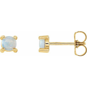 14K Gold Natural Opal Cabochon Earrings