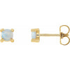 14K White 4 mm Natural White Opal Earrings