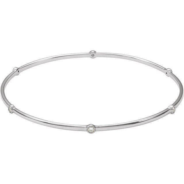 14K Gold Natural Diamond Bangle Bracelet - Options Available