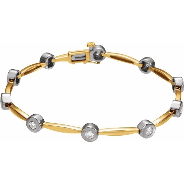 14K Gold 1 Ctw Natural Diamond Line Bracelet