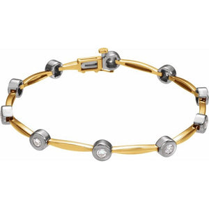 14K Gold 1 Ctw Natural Diamond Line Bracelet