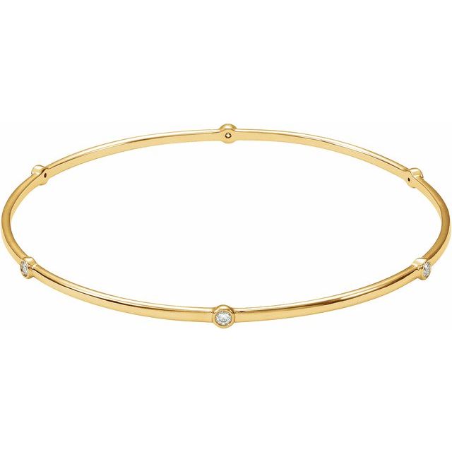 14K Gold Natural Diamond Bangle Bracelet - Options Available