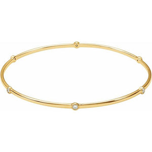 14K Gold Natural Diamond Bangle Bracelet - Options Available