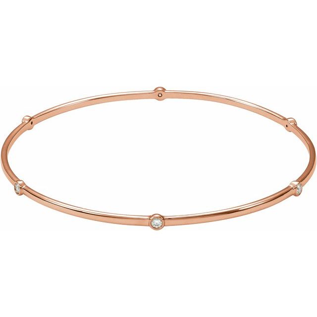 14K Gold Natural Diamond Bangle Bracelet - Options Available