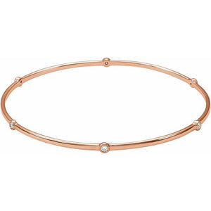 14K Gold Natural Diamond Bangle Bracelet - Options Available