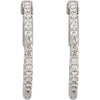 14K White 1/4 CTW Natural Diamond Inside-Outside 14.5 mm Hinged Hoop Earrings