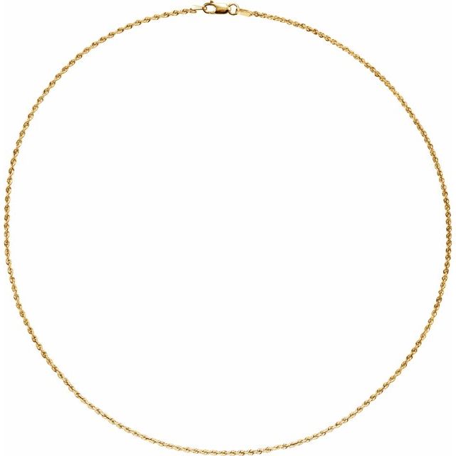 14K Yellow Gold 1.5 mm 16" Polished Rope Chain