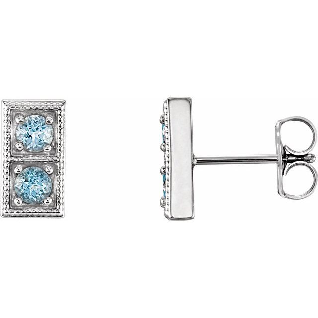 Natural Aquamarine Earrings with Multiple Stone Options in 14K Gold, Silver & Platinum