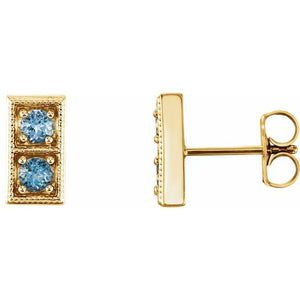 Natural Aquamarine Earrings with Multiple Stone Options in 14K Gold, Silver & Platinum