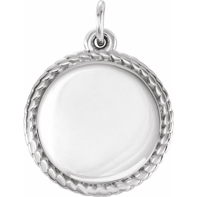 14K Gold Engravable Round Rope Pendant