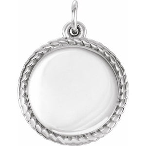14K Gold Engravable Round Rope Pendant