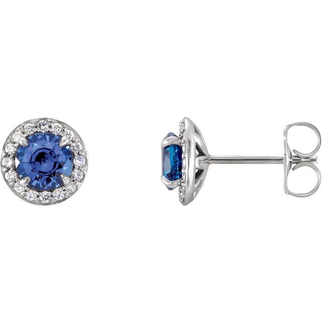 14K White Gold Lab-Grown Blue Sapphire Earrings â€“ Elegant Design