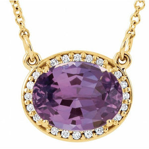 1/100 CTW Oval Natural Aquamarine and Diamond Necklace Crafted in 14K Gold