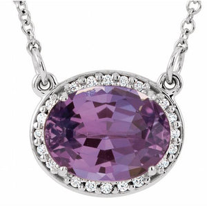 1/100 CTW Oval Natural Aquamarine and Diamond Necklace Crafted in 14K Gold