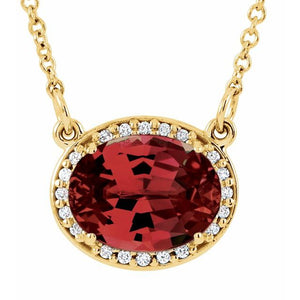 1/100 CTW Oval Natural Aquamarine and Diamond Necklace Crafted in 14K Gold