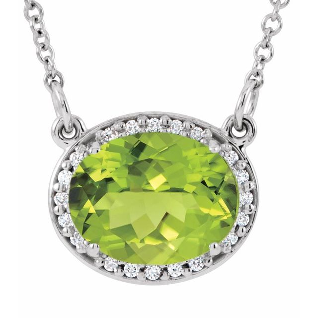 1/100 CTW Oval Natural Aquamarine and Diamond Necklace Crafted in 14K Gold
