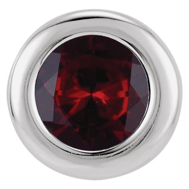 Imitation Garnet Birthstone Pendant with Round Stone in 14K Gold