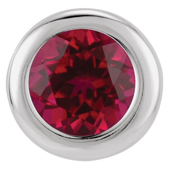 Imitation Garnet Birthstone Pendant with Round Stone in 14K Gold