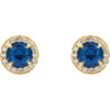 14K White 5 mm Lab-Grown Blue Sapphire & 1/8 CTW Natural Diamond Earrings