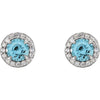 14K White 5 mm Lab-Grown Blue Sapphire & 1/8 CTW Natural Diamond Earrings