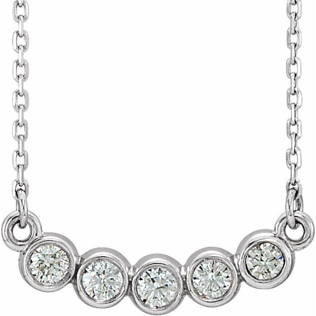 1/3 CTW Natural Diamond Round Bar Necklace in 14K Gold & Platinum