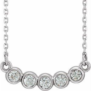 1/3 CTW Natural Diamond Round Bar Necklace in 14K Gold & Platinum