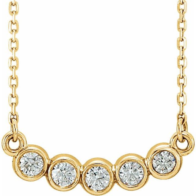 14K Gold Natural Diamond Bar Necklace - Options Available