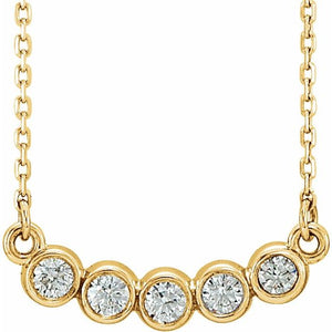 14K Gold Natural Diamond Bar Necklace - Options Available