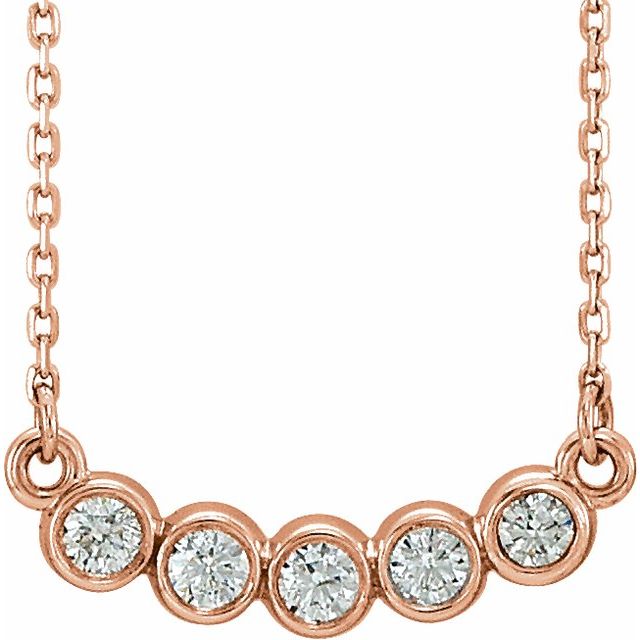 14K Gold Natural Diamond Bar Necklace - Options Available