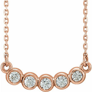 14K Gold Natural Diamond Bar Necklace - Options Available