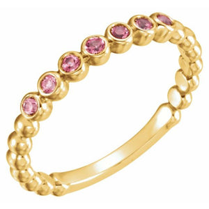 14K Gold Natural Aquamarine Stackable Ring